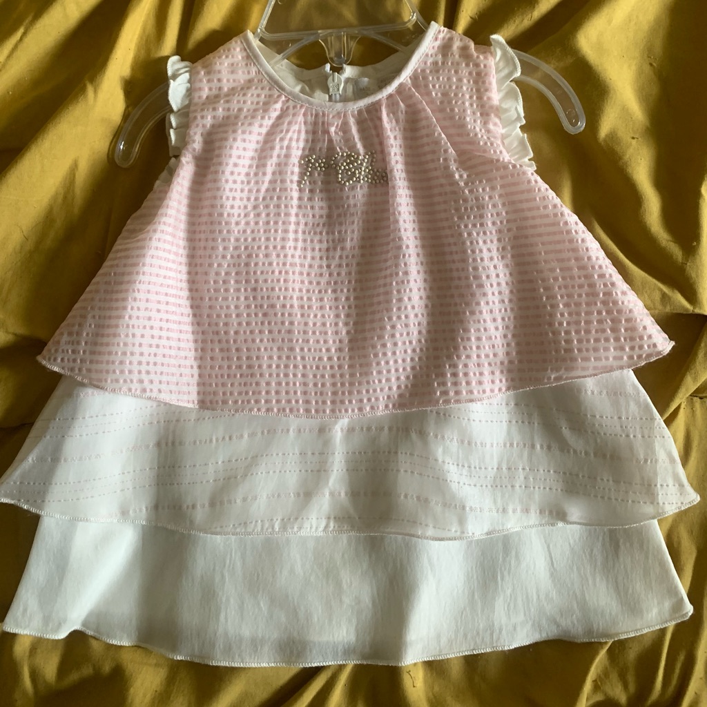Alviero Martini Pink And White Layered Kids Dress